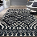 Rugshop Southwestern Black and White Tribal Area Rug – Geometric Diamond Pattern Carpet for Living Room, Bedroom, or Entryway – Boho Rustic Soft Floor Decor 5' x 7' Black