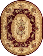 Unique Loom Versailles Collection Traditional Classic Floral Motif Area Rug (7' 11 x 10' 0 Oval, Burgundy/Ivory)