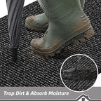 BEQHAUSE Dirt Trapper Door Mat 36" x 60", Non-Slip Washable Doormats Entrance Mat, Dirt Resistant and Absorbent Welcome Mat, Low Profile Floor Mats for Front Back Door and Entryway, Black
