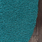 Unique Loom Solid Shag Collection Area Rug (5' 3" x 8' Oval, Deep Aqua Blue)