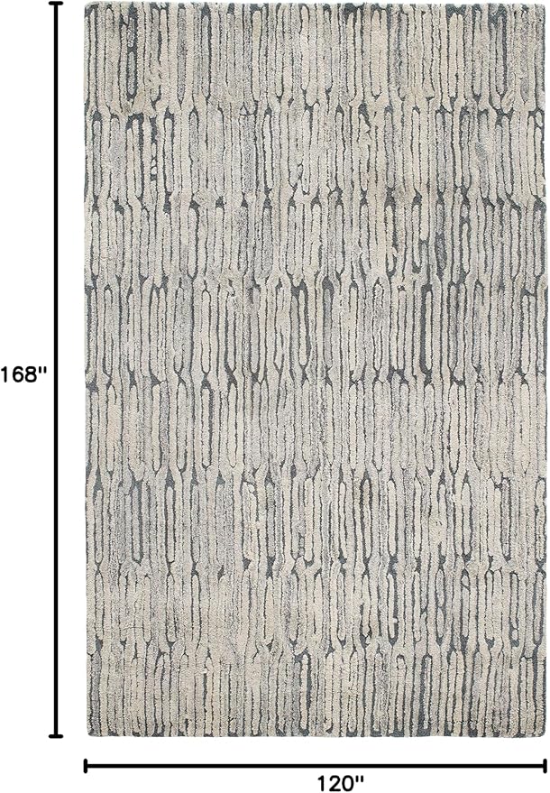Dash and Albert Malone Everglade Hand Tufted Wool Rug, 10 X 14 Feet, Blue Graphic Pattern - Premium Luxury Hotel Quality Soft Breathable Hypoallergenic Machine Washable Easy Care All Season