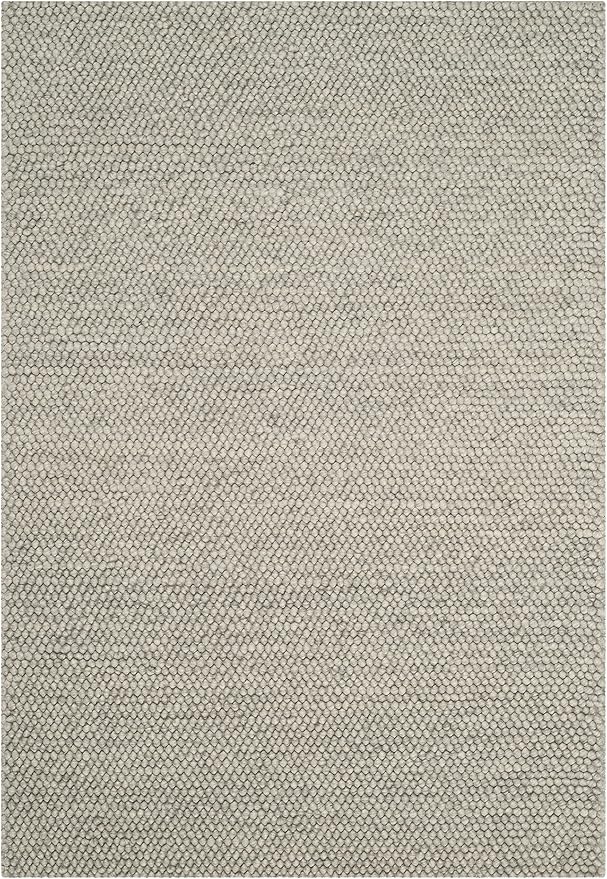 SAFAVIEH Area Rug 3x5 - Natura Collection - Silver, Handmade Wool Blend, Textured Design, Ideal for Living Room, Bedroom, Dining Space (NAT620C)