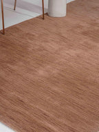 Hand Knotted Loom Wool ECO-Friendly Area Rugs - 5'x8', Rectangle, Light Brown Color, Solid Plain Design, High Pile Thick Handmade Anti Skid Rugs for Living Room (L00111)