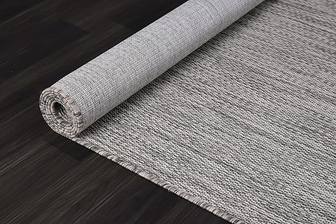 CAMILSON Outdoor Rug 10x14 Modern Area Rugs for Large Indoor and Outdoor Patios and Porches - Waterproof, Washable, Non-Shedding, Easy-to-Clean Outside Carpet (10 x 14, Solid - Silver Gray)
