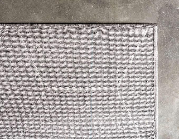 Unique Loom Trellis Frieze Collection Area Rug - Geometric (2' x 13' 1" Runner, Light Gray/ Ivory)