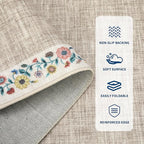 GarveeHome Washable Living Room Rug 9x12 Floral Bordered Area Rugs Soft Thin Indoor Carpet for Bedroom Modern Throw Aesthetic Mat Non Slip Stain Resistant Carpet for Dining Room Office, Light Camel