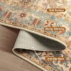 Tangsoo 2x5 Washable Runner Rug for Hallways, Non Slip Vintage Runner Rug, Soft Low Pile Long Rug Runner, Print Distressed Carpet Runners for Kitchen Bedroom Entryway Bathroom Living room Rusty Orange