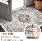 vivorug Runner Rug 2'x8' Washable Non-Slip Boho Runners for Hallways Kitchen Entryway Laundry Room Carpet Hallway Runner Orange/Navy