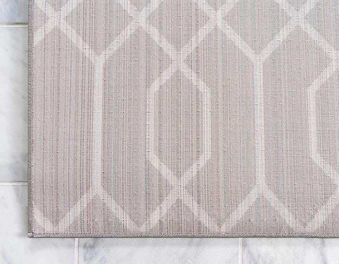 Unique Loom Glam Collection Area Rug - Trellis (10' x 13' Rectangle, Gray Silver/ Silver)
