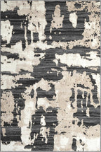 Abani Terra Cream Area Rug for Living Room, Bedroom - Black Abstract Pattern - 8' x 10' - Durable & Easy to Clean