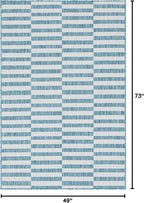 Unique Loom Outdoor Striped Collection Area Rug - Striped (4' 1" x 6' 1" Rectangle, Light Aqua/Ivory)