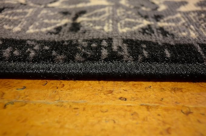 Unique Loom Taftan Collection Border Geometric Tribal Inspired Design Area Rug (5' 0 x 8' 0 Rectangular, Black/ Gray)