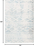 SAFAVIEH Area Rug 6x9 - Tulum Collection - Ivory & Turquoise, Moroccan Boho Tribal Design, Non-Shedding & Easy to Clean, Ideal for Living Room, Bedroom, Dining Space (TUL272E)