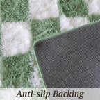 6x9 Area Rugs for Living Room Bedroom, Soft Fluffy Shaggy Bedside Rug, Indoor Floor Carpet for Kids Playroom, Dorms, Nursery Rooms, Home Decor (Green & White 6'x9')
