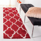 SAFAVIEH Dallas Shag Collection Runner Rug - 2'3" x 8', Red & Ivory, Trellis Design, Non-Shedding & Easy Care, 1.5-inch Thick Ideal for High Traffic Areas in Living Room, Bedroom (SGD257Q)