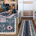 Washable Area Rug. Modern Farmhouse. Vintage. Turkish. Bohemian. Distressed. Oriental. Traditional. Rugs for Living Room. Dining. Bedroom. Office. Entryway. Foyer. (862CN, 2'5 x 9'8)