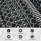 Rugshop Boho Black and White Tribal Area Rug – Geometric Diamond and Stripe Pattern Carpet for Living Room, Bedroom, or Entryway – Soft Modern Bohemian Floor Décor 2' 3" x 12' Runner Black