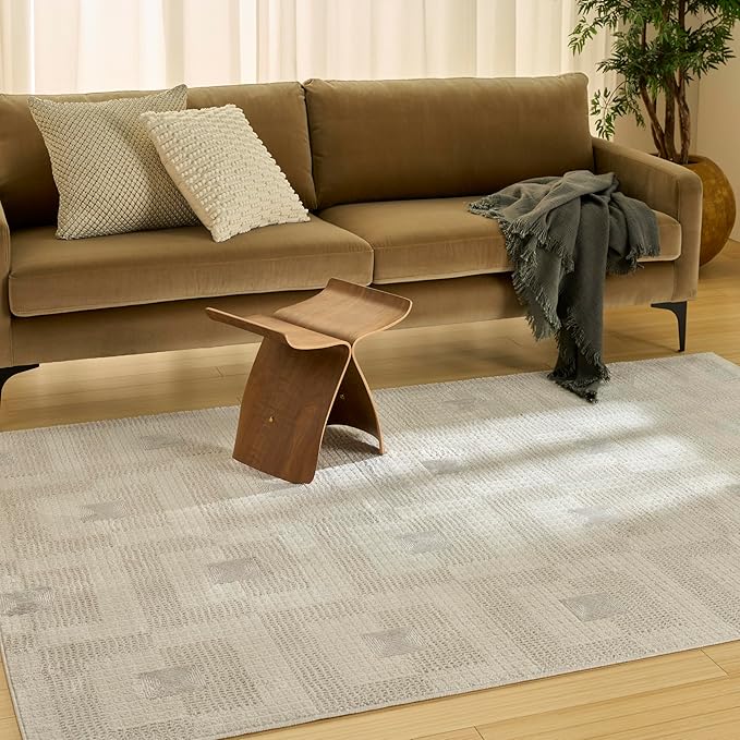 Nourison Home Nordic Ivory Beige 4' x 6' Area Rug - Easy Clean, Non Shedding, Bed Room, Living Room, Dining Room, Kitchen (4' x 6')