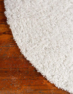 Unique Loom Davos Shag Collection Area Rug - Solid (6' 1" Round, White/ Ivory)