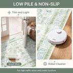 5x7 Area Rugs for Living Room, Machine Washable Rug, Non Slip Vintage Rugs, Low Pile Lightweight Print Rug for Bedroom, Dining Room, Home Office, Cream Green