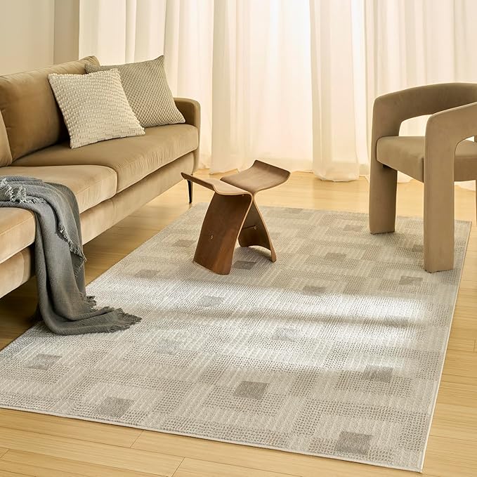 Nourison Home Nordic Ivory Beige 4' x 6' Area Rug - Easy Clean, Non Shedding, Bed Room, Living Room, Dining Room, Kitchen (4' x 6')