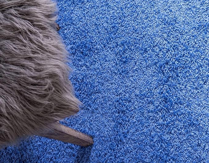 Unique Loom Solid Shag Collection Area Rug (5' 1" x 8' Rectangle, Periwinkle Blue)
