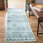 Bloom Rugs Caria Washable Non-Slip 7 ft Runner - Teal/Ivory Geometric Runner for Entryway, Hallway, Bathroom, and Kitchen - Exact Size: 2'6" x 7'