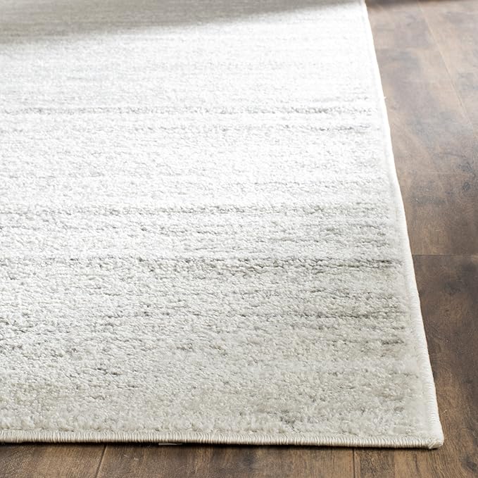 SAFAVIEH Adirondack Collection Area Rug - 8' Square, Ivory & Silver, Modern Ombre Design, Non Shedding & Easy to Clean, Ideal for Living Room, Bedroom, Office, Dining Space (ADR113B)