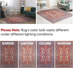 Keen Home Design 6x9 Rug - Machine Washable Area Rug with Non-Slip Backing, Ideal for Living Room, Dining Room, Bedroom - Vintage, Easy Clean, Durable, Low Pile Rug - (6' x 9')