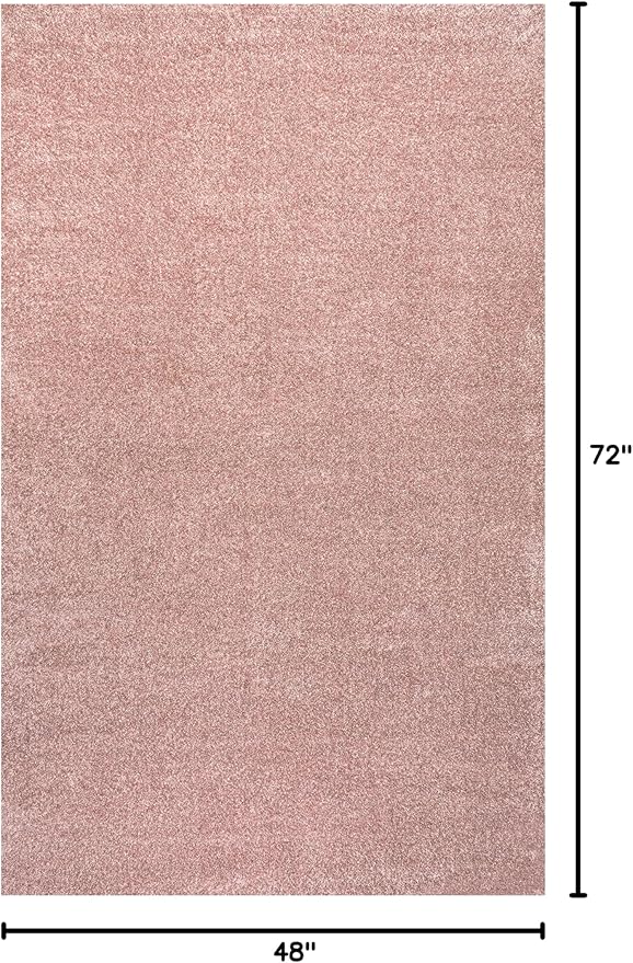 Eyely UES100P-4 Supersoft Haze Solid Low-Pile Indoor Area Rug Casual;Contemporary;Solid;Traditional, Bedroom, Kitchen, Living Room, Easy-Cleaning, Non-Shedding, 4 X 6, Pink