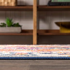 JONATHAN Y Boho Vintage Blue/Multi 9' Round Area Rug, Bohemian Flair Medallion, Floral Easy-Cleaning High Traffic for Living Room, Bedroom, Kitchen, Pet-Friendly, Non Shedding (BMF106A-9R)