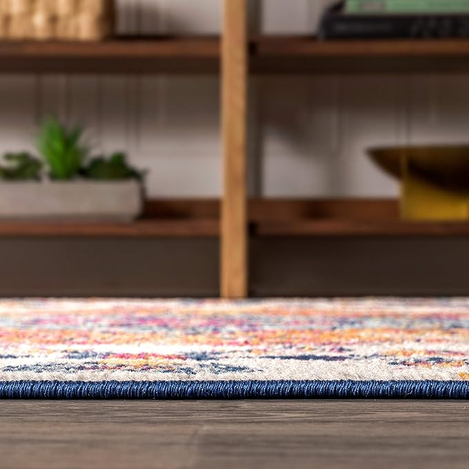 JONATHAN Y Boho Vintage Blue/Multi Runner Rug, 2x10, Bohemian Flair Medallion, Floral Easy-Cleaning High Traffic for Living Room, Bedroom, Kitchen, Pet-Friendly, Non Shedding (BMF106A-210)