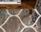 Rugs.com Lattice Frieze Collection Rug – 10' x 13' Blue Multi Medium Rug Perfect for Living Rooms, Large Dining Rooms, Open Floorplans