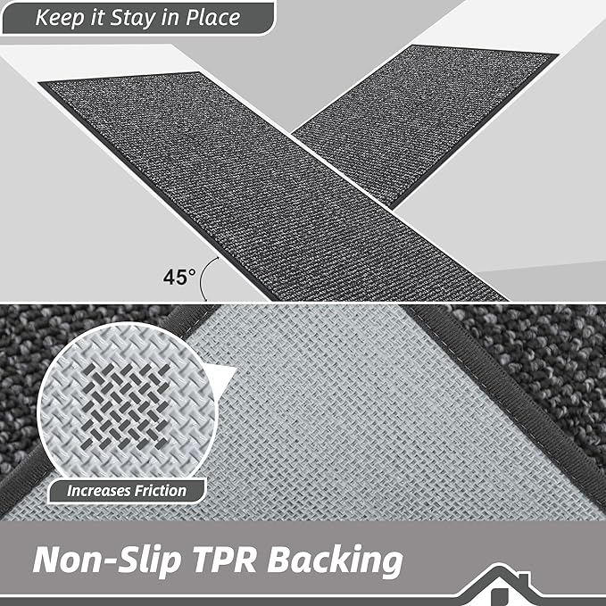 BEQHAUSE 20"x32" Entryway Rug Indoor Door Mat Non-Slip Washable, Hallway Rugs Absorbent & Stain Resist Hall Carpet Runner Rugs for Entryway, Front Door Floor Mats Laundry Room Rugs for Entry, Charcoal