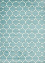 Rugs.com Lattice Frieze Collection Rug – 9' x 12' Light Blue Medium Rug Perfect for Living Rooms, Large Dining Rooms, Open Floorplans