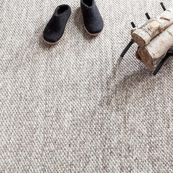 Dash and Albert Loggia Grey Handwoven Wool Rug, 9 X 12 Feet, Grey Solid Pattern - Premium Luxury Hotel Quality Soft Breathable Hypoallergenic Machine Washable Easy Care All Season Comfortable