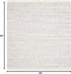 SAFAVIEH Rag Rug Collection Area Rug - 8' Square, Ivory & Multi, Handmade Boho Stripe Cotton, Ideal for High Traffic Areas in Living Room, Bedroom (RAR121G)