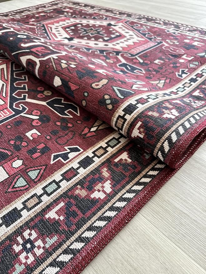 Fame Living Washable Area Rug. Modern Farmhouse. Vintage. Turkish. Bohemian. Distressed. Oriental. Traditional. Rugs for Living Room. Dining. Bedroom. Office. Entryway. Foyer. (851RR, 2'5 x 9'8)