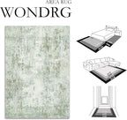 10x12 Washable Area Rug Sage Green Abstract Living Room Bedroom Carpet Neutral Modern Non-Slip Soft Low Pile Lightweight Vacuumable Large Throw Rug for Dining Room