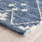 Dash & Albert Kota Indigo Handwoven Wool Rug, 6 X 9 Feet, Blue Geometric Pattern