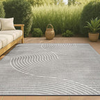 JONATHAN Y Hallie High-Low Curve Gray/Ivory Indoor/Outdoor Area Rug, 5x8, Minimalist, Pet Friendly, Non-Shedding, Stain Resistant, Hose-Washable for Backyard, Patio, Porch (SCN100A-5)