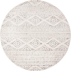 SAFAVIEH Tulum Collection Area Rug - 8' Round, Ivory & Grey, Moroccan Boho Tribal Design, Non-Shedding & Easy to Clean, Ideal for Living Room, Bedroom, Dining Space (TUL272A)