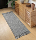Collive Hallway Runner Rug, 2' x 5' Soft Washable Kitchen Runner Rug, Grey Contemporary Modern Laundry Room Rugs Indoor Hand-Woven Cotton Carpet for Bedroom Entryway Front Door Farmhouse