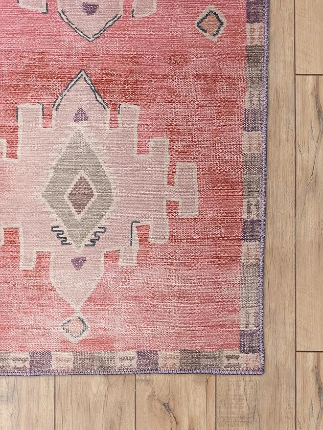 Fame Rugs Turkish Rug. Washable Vintage Oriental Antique Inspired Traditional Doormat Small Modern Area Rugs Luxury Entryway Entry Bedroom Bathroom Kitchen (379PP, 2'5 x 5')