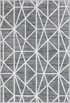 Rugs.com Lattice Trellis Collection Rug – 4' x 6' Gray Low-Pile Rug Perfect for Living Rooms, Large Dining Rooms, Open Floorplans