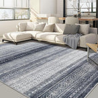 Nakagishi Area Rug 6x9 Living Room: Washable Boho Large Neutral Soft Modern Rugs Stain Resistant Moroccan Indoor Non-Slip Accent Carpet for Bedroom Nursery Kids Playroom Office Dining Room Dorm- Blue
