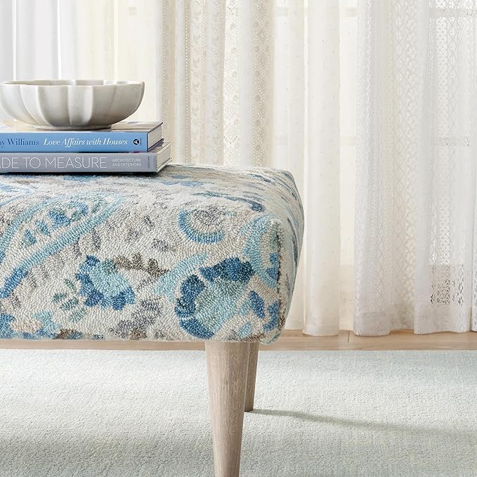 Dash & Albert Crosshatch Sky Hand Micro Hooked Wool Rug, 8.5 X 11.5 Feet, Blue Solid Pattern
