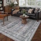 HUGEAR 5x7 Area Rug Purple Machine Washable Rug Vintage Neutral Distressed Mat Soft Non Slip Low Pile Pet Friendly for Living Room Bedroom Dining Room