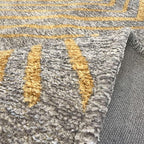 Alfa Rich 3x5 Geometric Gray Gold Washable Area Rugs for Living Room Bedroom Kitchen Cotton Runner