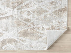 Adel Modern Area Rug for Living Room, 8x10 Rustic Distressed Abstract Large Beige Neutral Rug, Medium Pile Stain Resistant Carpet for Bedroom, Dining Room or Kitchen (8' x 10', Beige)